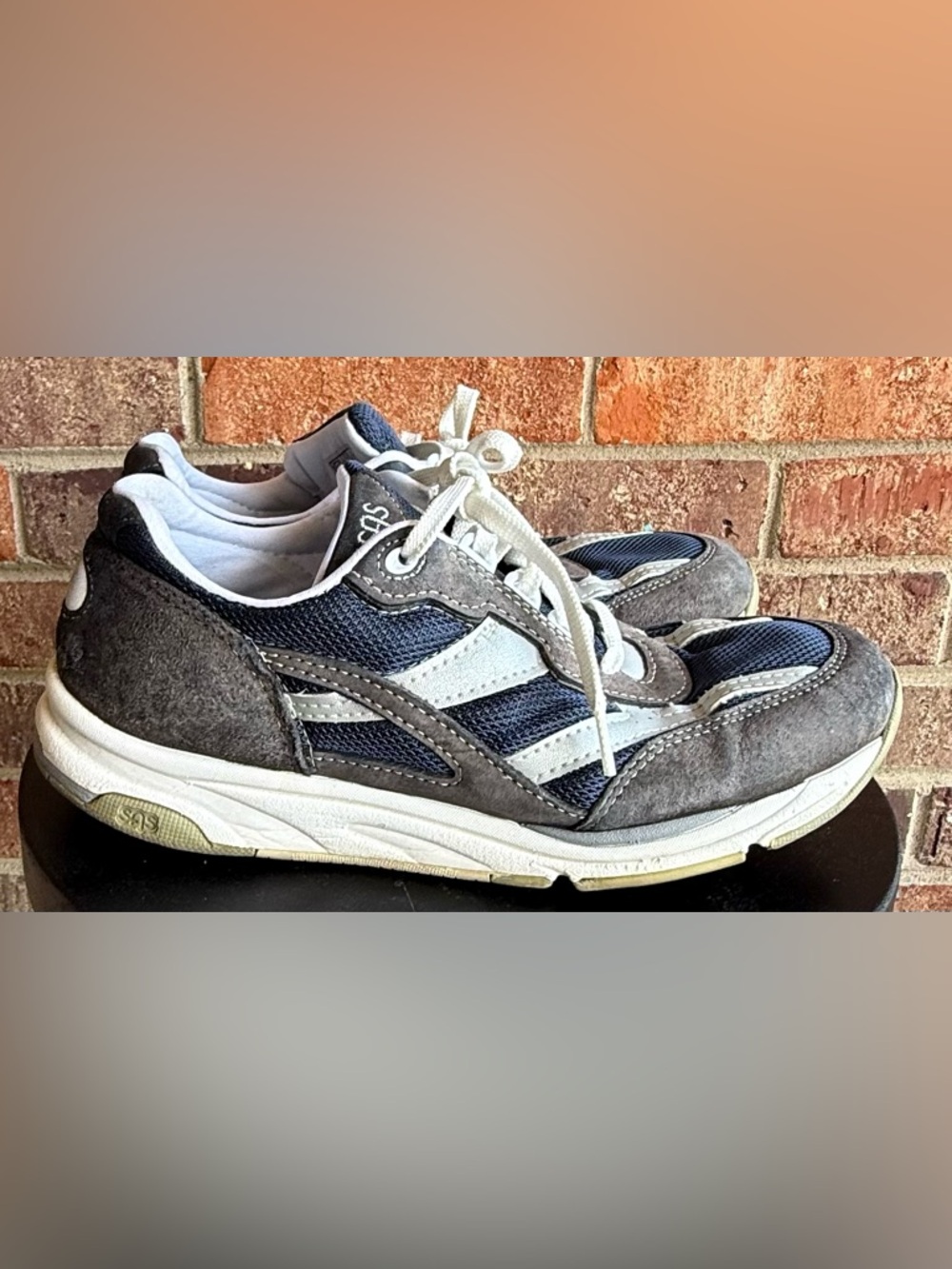 SAS Tour mesh Navy & Gray walking Sneakers with White Accents